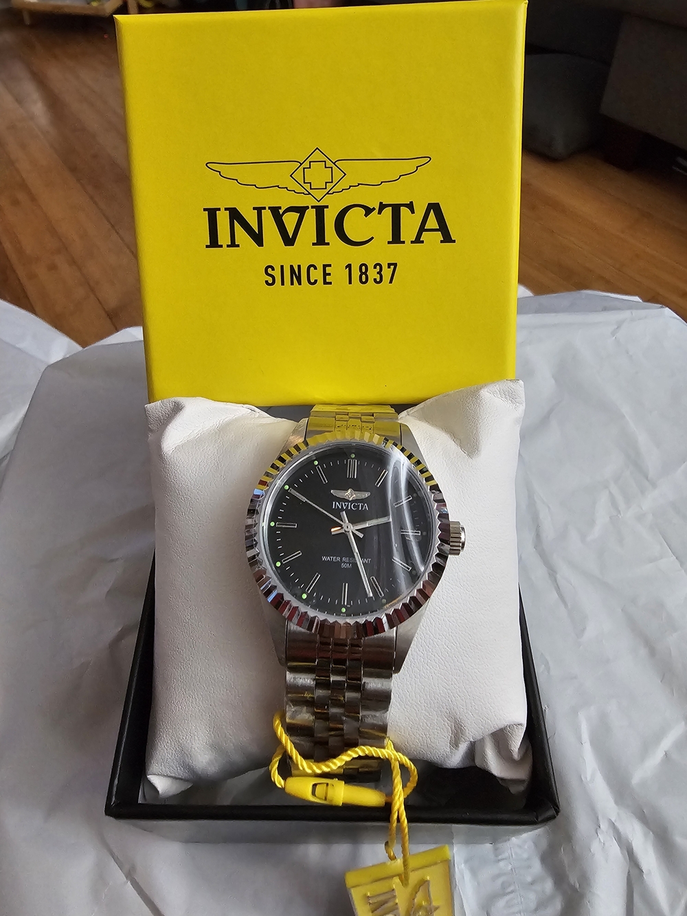 Invicta Men's Silver Stainless Steel Watch with Black Dial